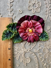 Load image into Gallery viewer, French Ombre Ribbon Work Pansy Corsage Plum Ombre