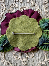 Load image into Gallery viewer, French Ombre Ribbon Work Pansy Corsage Plum Ombre