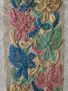 Antique Hand Embroidered Cord on Net