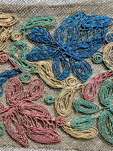 Antique Hand Embroidered Cord on Net