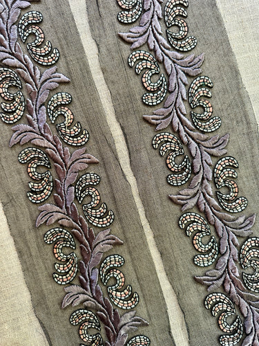 Antique Very Fine Hand Embroidered Panel