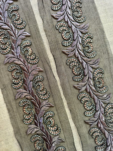 Antique Very Fine Hand Embroidered Panel