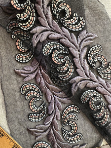 Antique Very Fine Hand Embroidered Panel