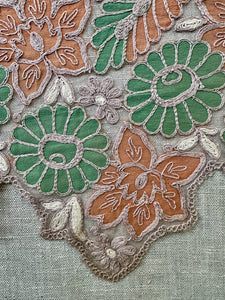 Antique Embroidered Cord on Net Wide Scallops