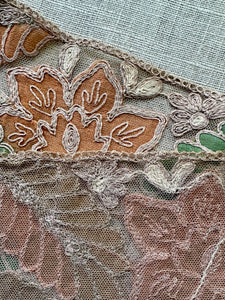 Antique Embroidered Cord on Net Wide Scallops