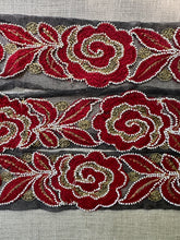 Load image into Gallery viewer, Antique Embroidered Net with Glass Beads