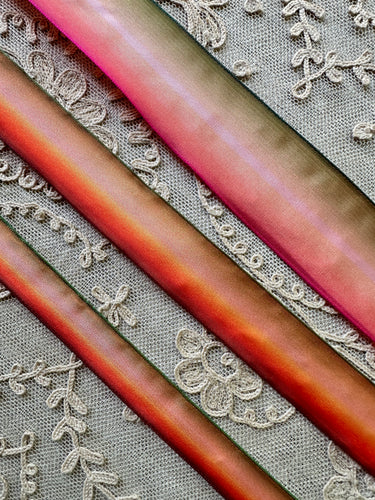 Vintage Iridescent French Ombre Ribbons with Copper Wire