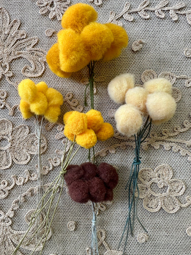 Antique Millinery Marigold Yellow Rose Centers Bouquet of Six