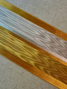 Vintage Moiré Ribbon Gold and Ivory