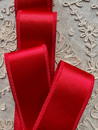 Vintage Lustrous Red Satin Ribbon