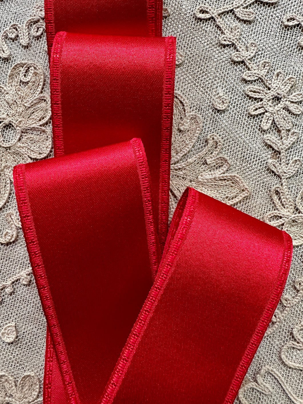 Vintage Lustrous Red Satin Ribbon