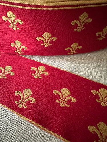 Vintage Red and Gold Fleur de Lis Trim