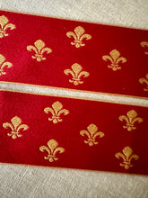 Load image into Gallery viewer, Vintage Red and Gold Fleur de Lis Trim