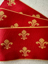 Load image into Gallery viewer, Vintage Red and Gold Fleur de Lis Trim