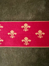 Load image into Gallery viewer, Vintage Red and Gold Fleur de Lis Trim