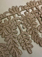 Load image into Gallery viewer, Antique Gold Metal and Glass Beaded Applique Trim Yardage