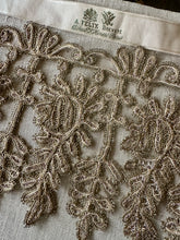 Load image into Gallery viewer, Antique Gold Metal and Glass Beaded Applique Trim Yardage