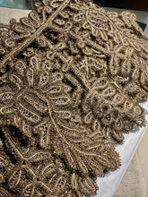 Load image into Gallery viewer, Antique Gold Metal and Glass Beaded Applique Trim Yardage