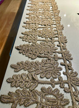 Load image into Gallery viewer, Antique Gold Metal and Glass Beaded Applique Trim Yardage