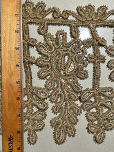 Load image into Gallery viewer, Antique Gold Metal and Glass Beaded Applique Trim Yardage