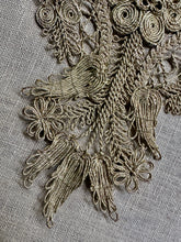 Load image into Gallery viewer, Antique Hand Sewn Silver Metal Applique