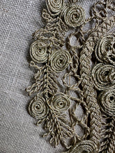Load image into Gallery viewer, Antique Hand Sewn Silver Metal Applique