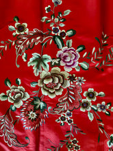 Load image into Gallery viewer, Antique Silk Satin Cherry Red Silk Embroidered Skirt