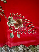Load image into Gallery viewer, Antique Silk Satin Cherry Red Silk Embroidered Skirt