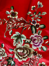Load image into Gallery viewer, Antique Silk Satin Cherry Red Silk Embroidered Skirt