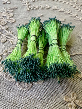 Load image into Gallery viewer, Vintage Flower Stamens- Olive Green Oval Tip