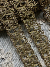 Load image into Gallery viewer, Antique Gold Metal Lacy Trim 7/8th Inch Width