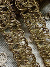 Load image into Gallery viewer, Antique Gold Metal Lacy Trim 7/8th Inch Width