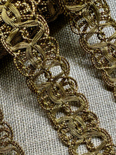 Load image into Gallery viewer, Antique Gold Metal Lacy Trim 7/8th Inch Width