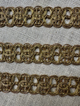 Load image into Gallery viewer, Antique Gold Metal Lacy Trim 7/8th Inch Width