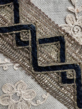 Load image into Gallery viewer, Antique Gold Metal and Chenille Embroidered Trim