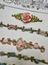 Load image into Gallery viewer, Antique Ribbon Work Samples on Card