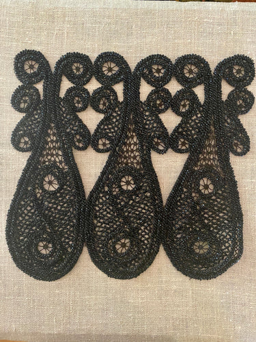 Victorian Black Glass Beaded Appliques