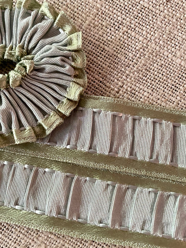Ruched French Vintage Ribbon Trim with Drawstrings