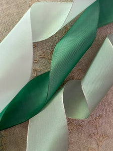 French Wired Ribbons in Three Greens