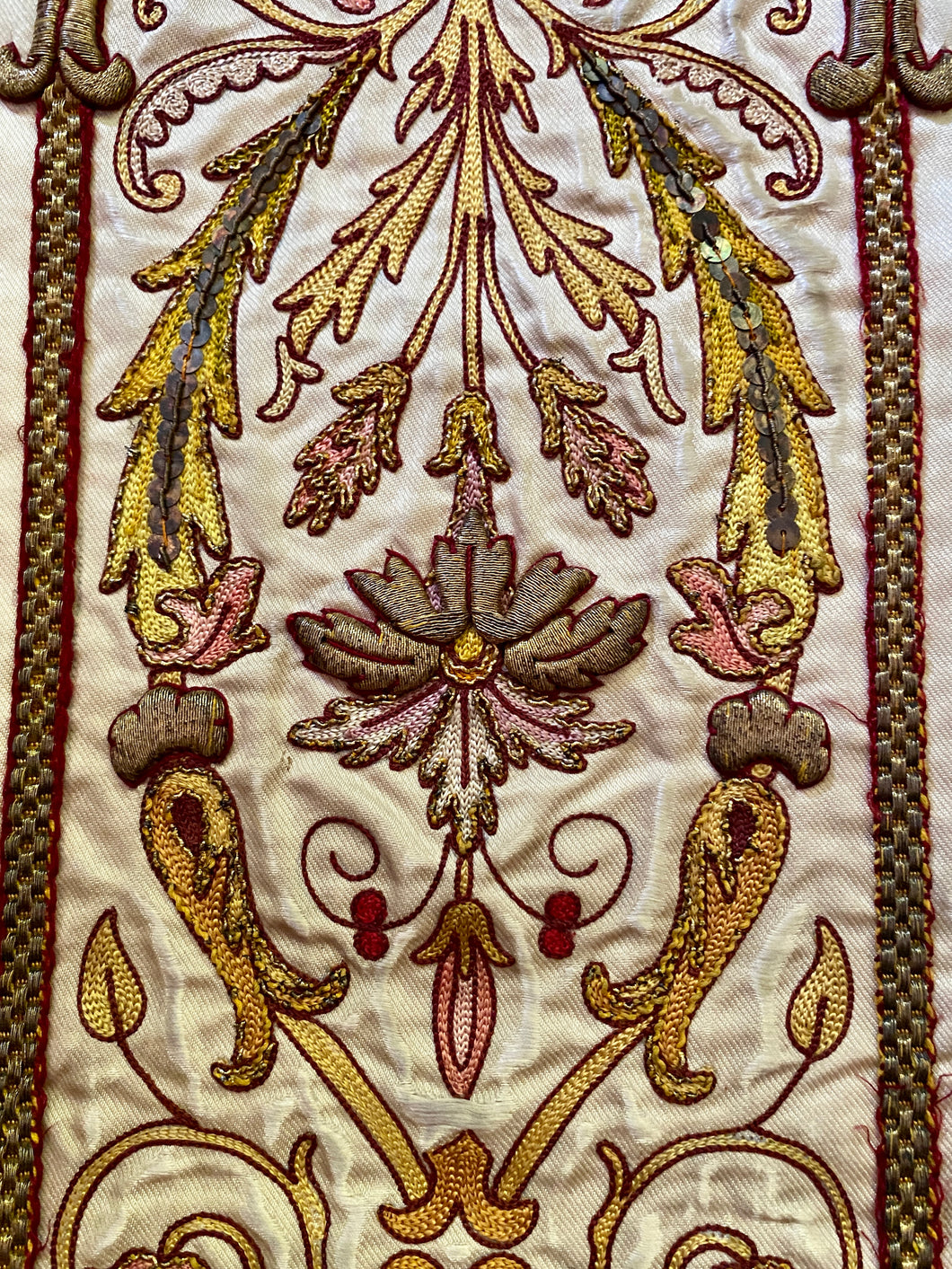 Antique Hand Embroidered Liturgical Embroidered Panel