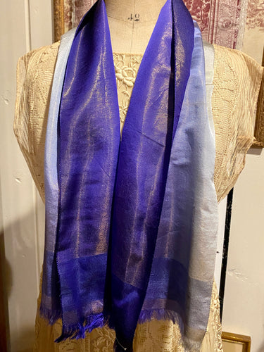 Antique Silk and Gold Metal Scarf