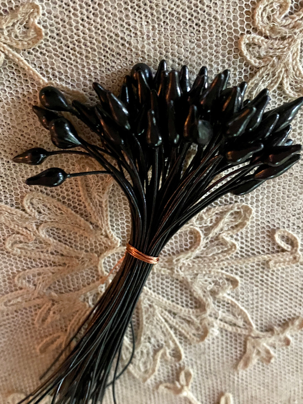 French Antique Millinery Buds in Black