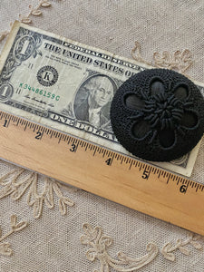 Hand Crocheted Lace Antique Button on Wooden Form
