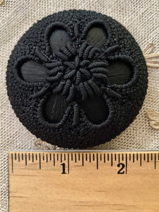 Hand Crocheted Lace Antique Button on Wooden Form