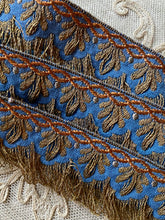 Load image into Gallery viewer, Blue Antique Trim with Gold, Silver &amp; Copper Metal Threads
