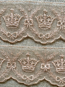 Embroidered Crowns & Bows Antique Lace