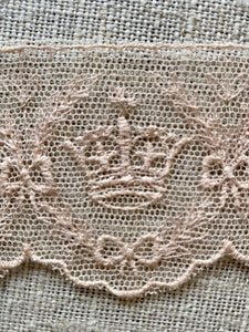 Embroidered Crowns & Bows Antique Lace