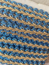 Load image into Gallery viewer, Blue and Gold Metal Passementerie - French