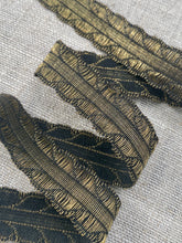 Load image into Gallery viewer, Antique Gold and Black Cotton Trim