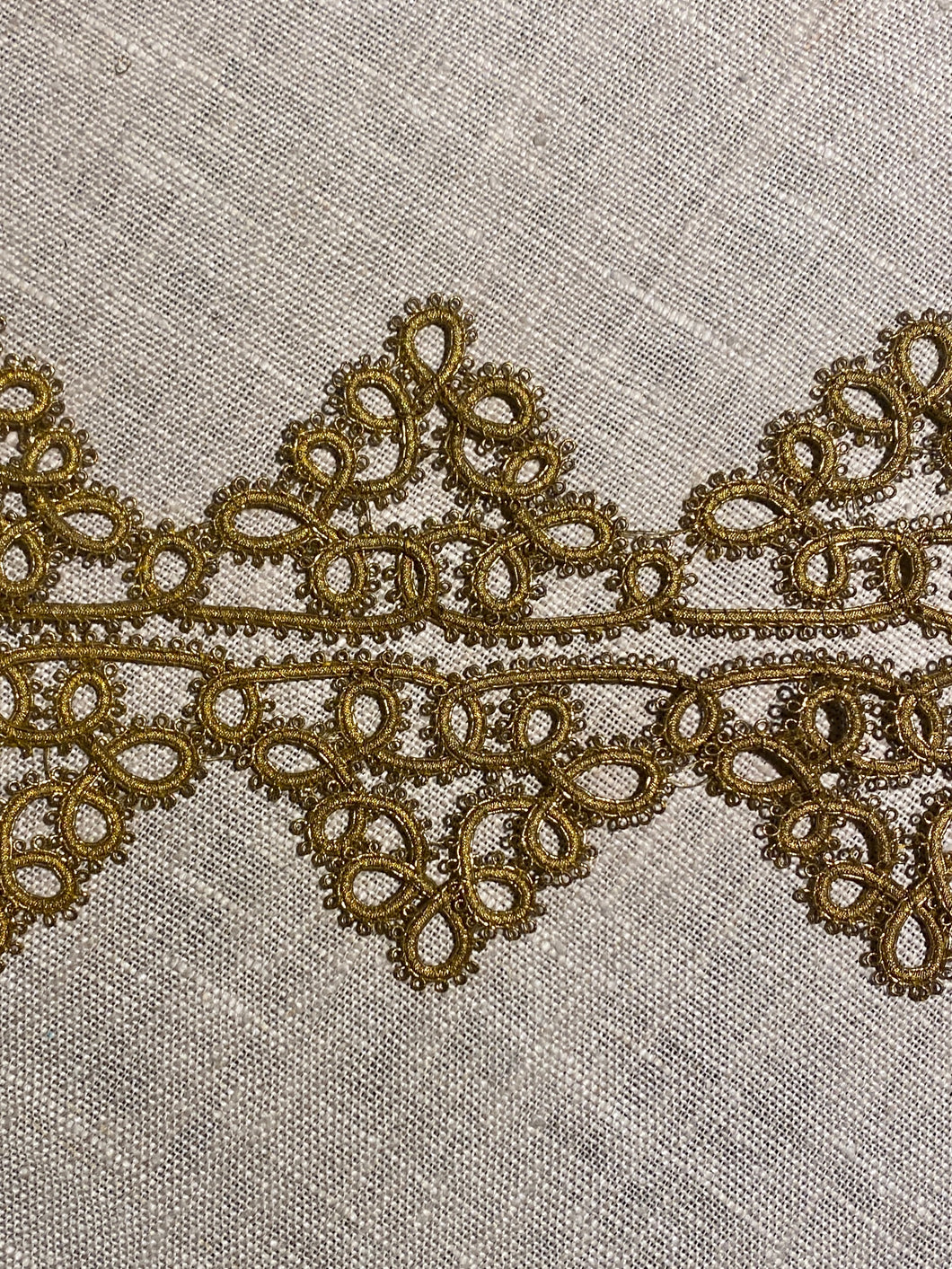 Antique Hand Sewn Gold Metal Cord French Passementerie